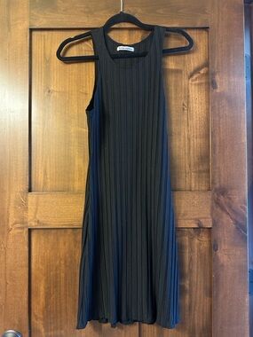 Reformation Black Ribbed Midi Dress